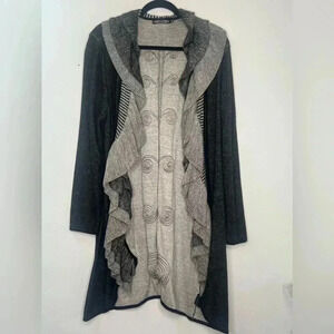 ZOZO‎  Womens Open Front Ruffle Long Cardigan Sweater Cotton Lyocell blend Sz 1X